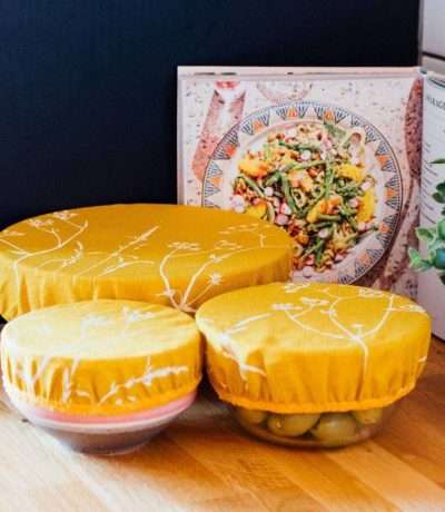 yellow bee print bowl covers
