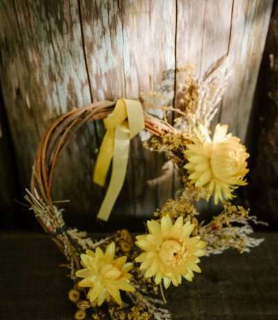 yellows dried flower wreath