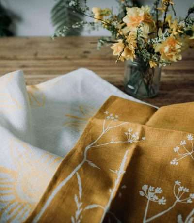 yellow tea towels